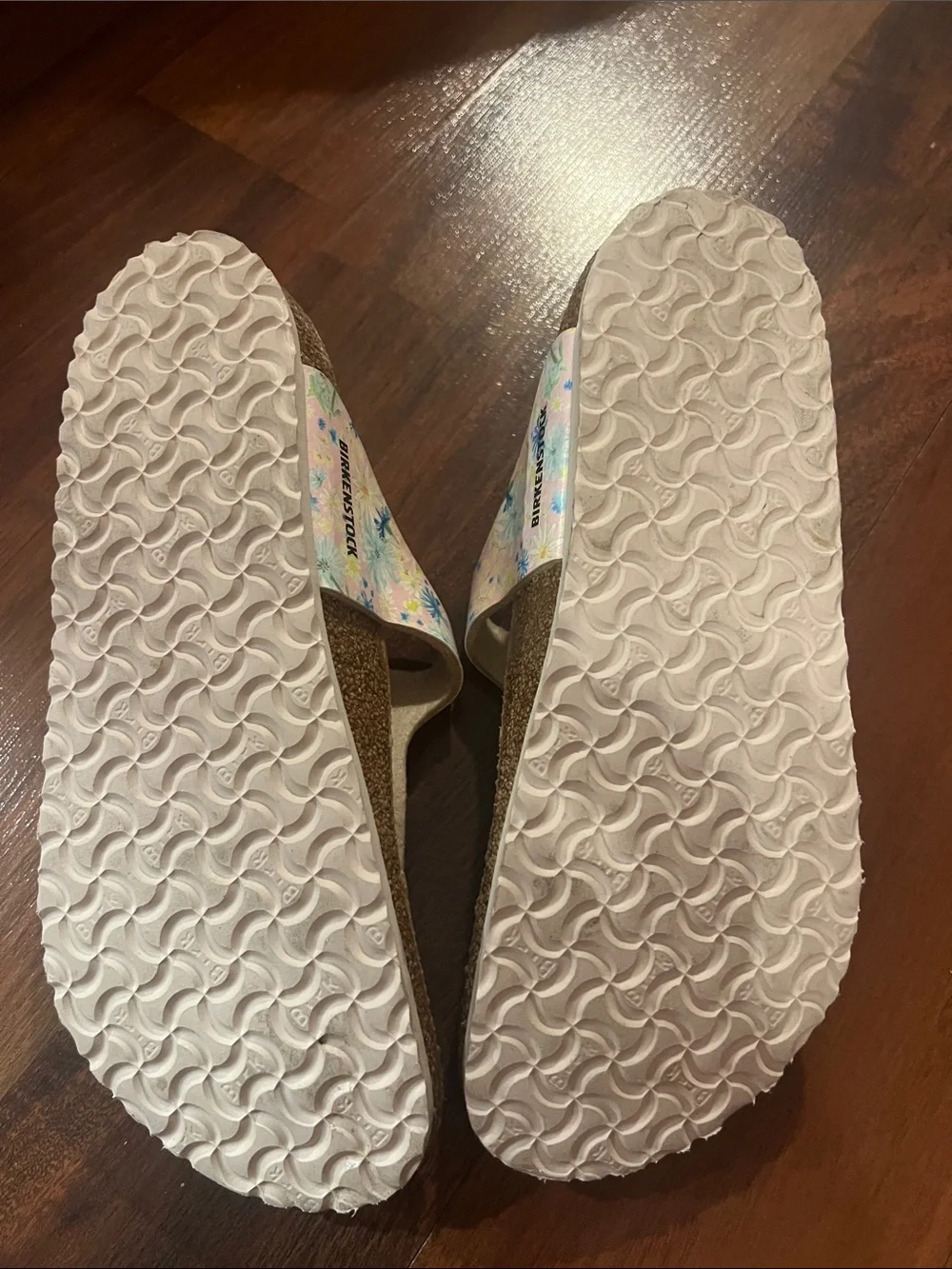 Birkenstock Kids Floral T-Strap Sandals - Light Pink, Blue & Yellow